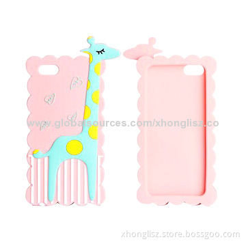 Cute Giraffe 3D, Silicone Back Cover Case for iPhone 5/5S